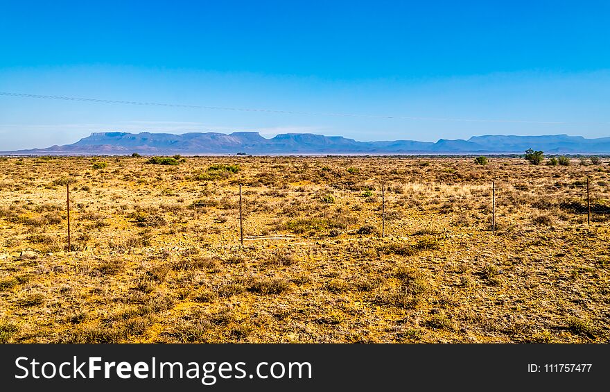 Endless Wide Open Landscape Of The Semi Desert Karoo Region In Free State And Eastern Cape