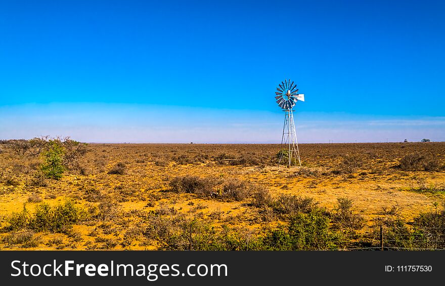 Steel Windpump In The Semi Desert Karoo Region In South Africa