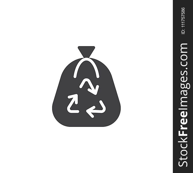 Trash bag vector icon. filled flat sign for mobile concept and web design. Recycling garbage bag simple solid icon. Symbol, logo illustration. Pixel perfect vector graphics