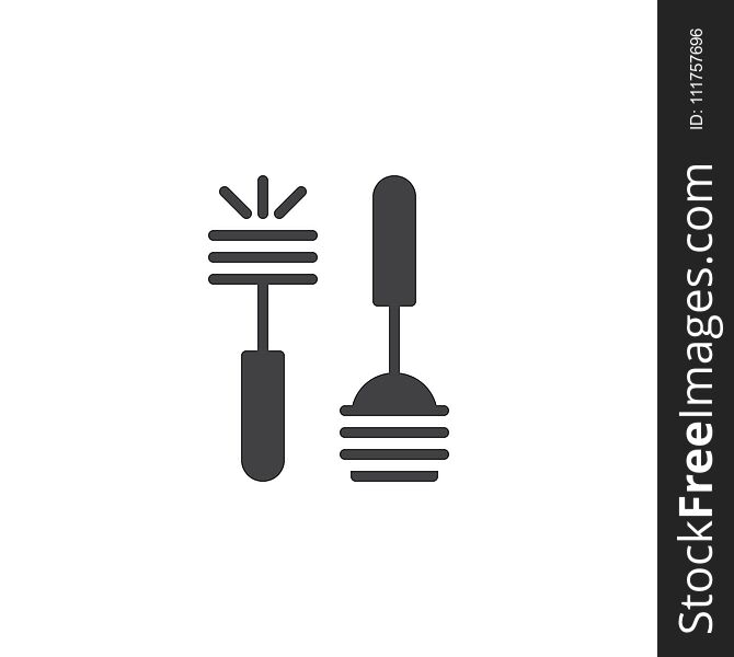 Plunger and toilet brush vector icon. filled flat sign for mobile concept and web design. Toilet washing equipment simple solid icon. Symbol, logo illustration. Plunger and toilet brush vector icon. filled flat sign for mobile concept and web design. Toilet washing equipment simple solid icon. Symbol, logo illustration.