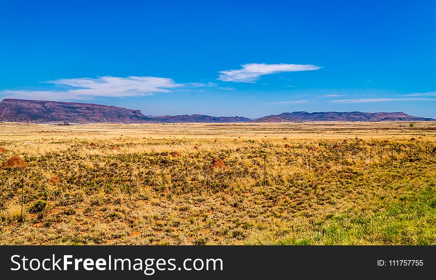 Endless wide open landscape of the semi desert Karoo Region in Free State and Eastern Cape