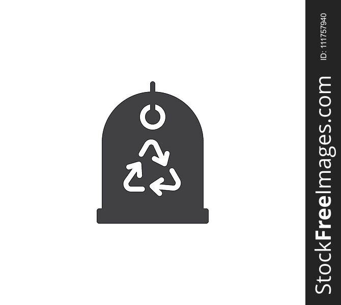 Recycle tag vector icon. filled flat sign for mobile concept and web design. eco labels simple solid icon. Symbol, logo illustration. Pixel perfect vector graphics