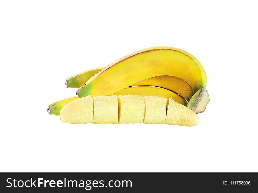 Banana Has Been Placed On A White Background.