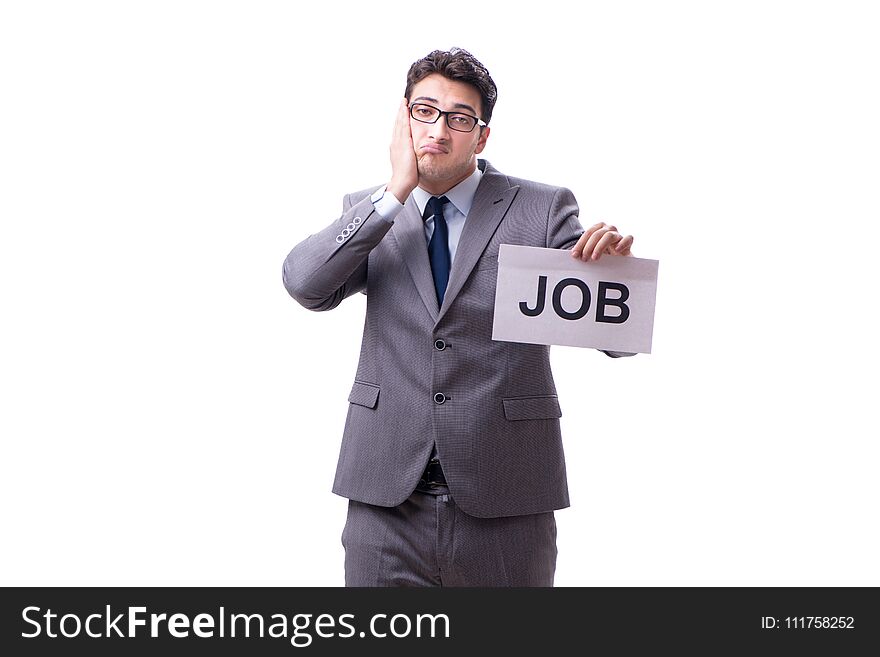 The businessman in recruitment concept isolated on white background