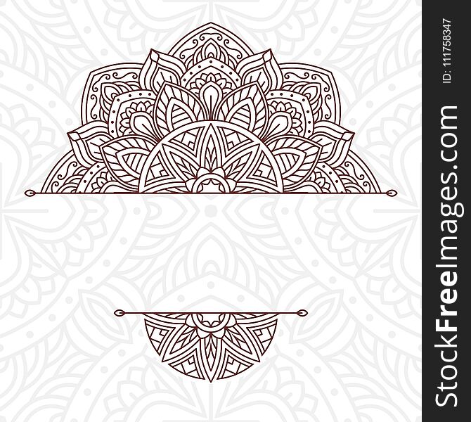 Invitation card with mandala. Vintage decorative elements