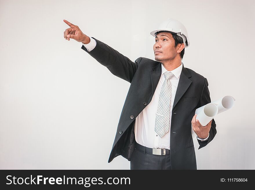 Businessman planning construction project, man