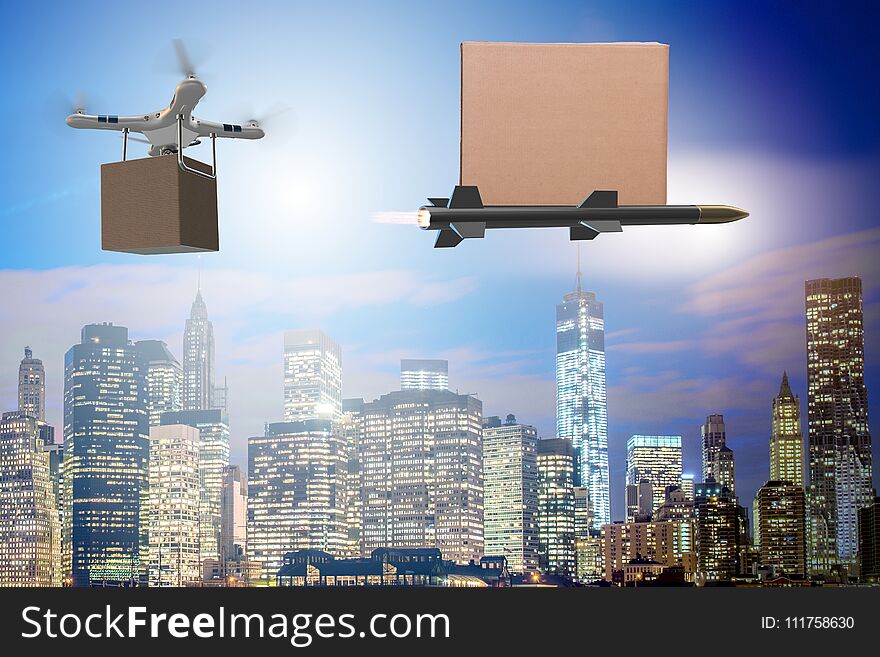 The various modern delivery methods with rockets and drone