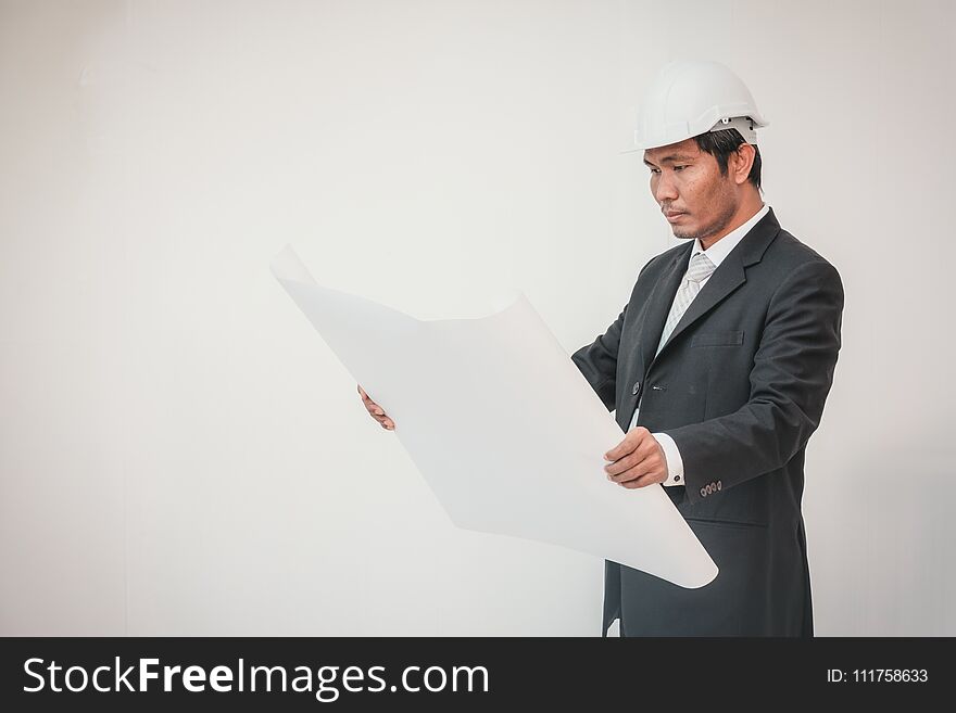 Businessman planning construction project