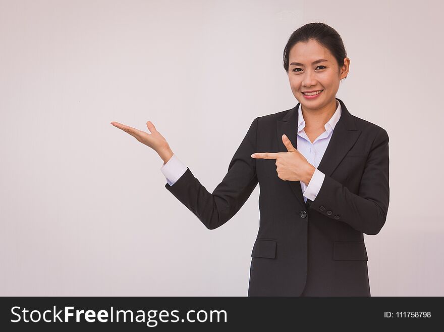Businesswoman outstretched hand for implementation. Concept business