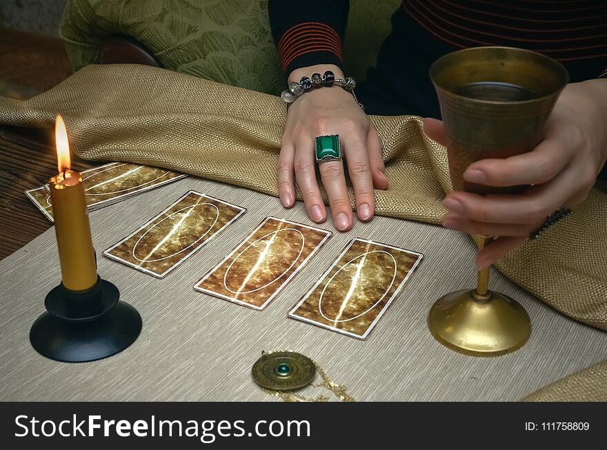 Tarot cards and fortune teller desk table. Future reading. Tarot cards and fortune teller desk table. Future reading.