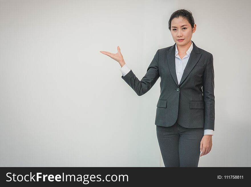 businesswoman outstretched hand for implementation. Concept business, woman