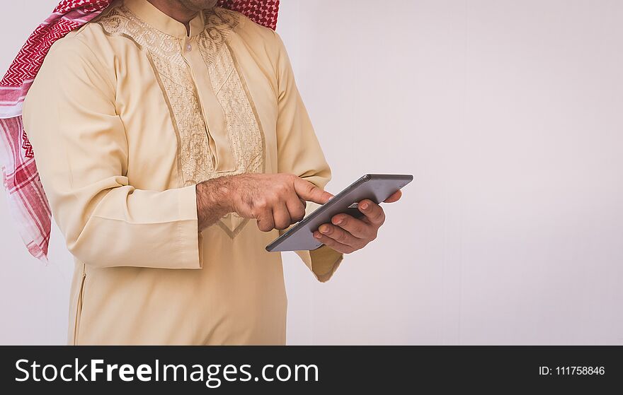 Arab Businessman Useing On A Mobile Phone