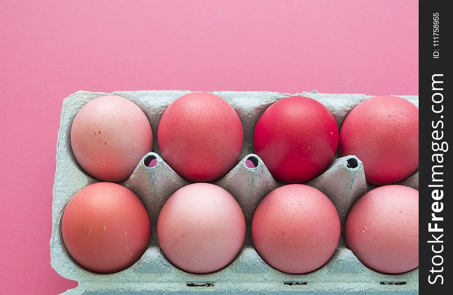 Pink easter eggs.Easter.Pastel shades.Shades of pink.Pink background.