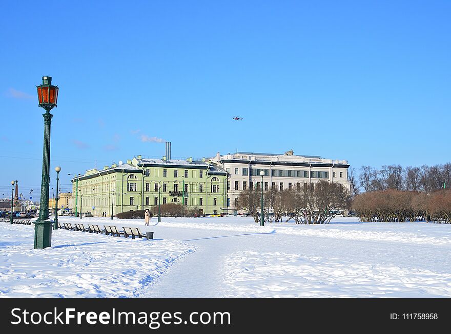 Russia. Saint Petersburg, Marsovo pole in winter on a clear day