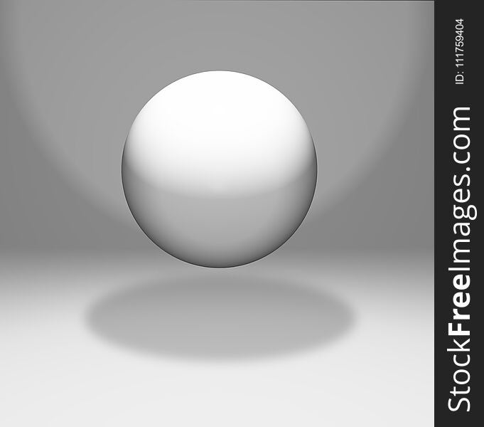 3D floating sphere in a white room