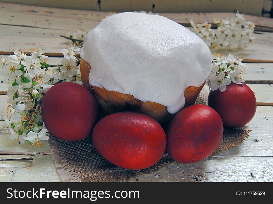 Easter Cake And Easter Eggs