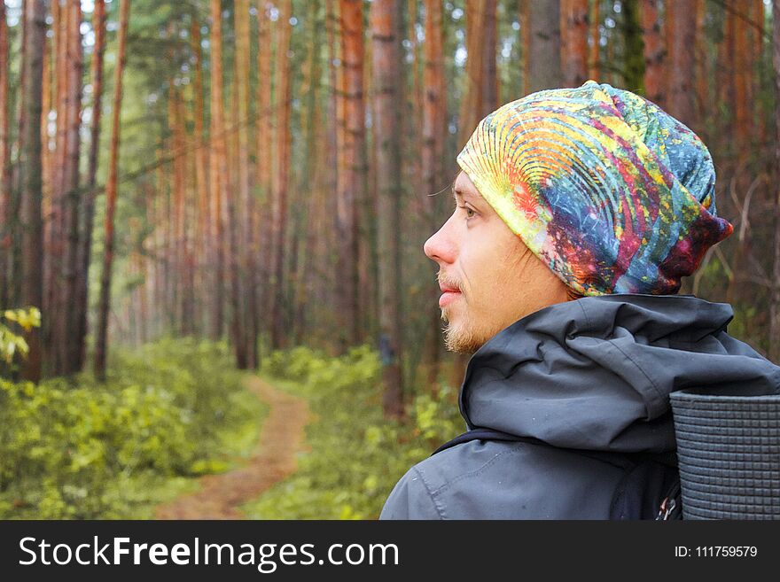 Traveler Alone In The Forest