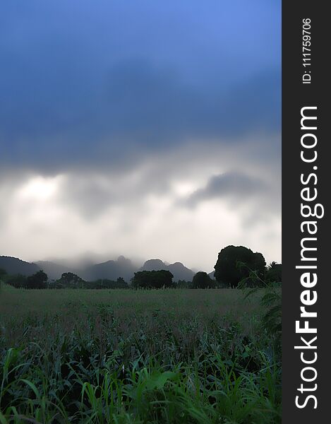 Monsoon clouds on the Thai countryside.