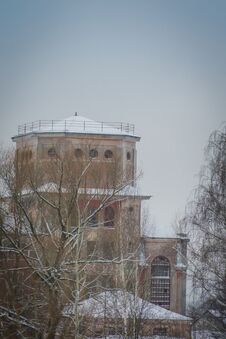 Old Factory Building In The Winter Royalty Free Stock Image