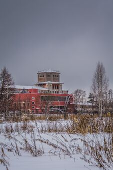 Old Factory Building In The Winter Royalty Free Stock Photography