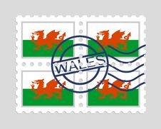 Wales Flag On Postage Stamps Royalty Free Stock Image