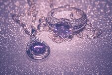 Silver Pendant With Purple Zircon Retro Royalty Free Stock Photography