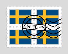 Sweden Flag On Postage Stamps Royalty Free Stock Images