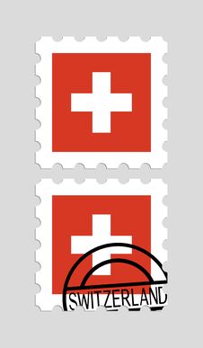 Switzerland Flag On Postage Stamps Royalty Free Stock Photography