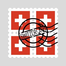 Switzerland Flag On Postage Stamps Royalty Free Stock Images