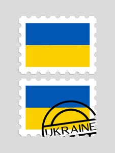 Ukraine Flag On Postage Stamps Royalty Free Stock Photography