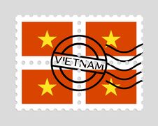 Vietnam Flag On Postage Stamps Stock Photography