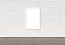 Empty Frame Mock Up On White Brick Wall. 3D Illustrating. Royalty Free Stock Photo