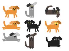 A Set Of Dogs In Different Poses And Colors Royalty Free Stock Image
