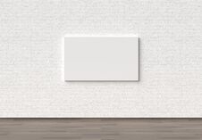 Empty Frame Mock Up On White Brick Wall. 3D Illustrating. Stock Photography Empty Frame Mock Up On White Brick Wall. 3D Illustrating. Stock Photography