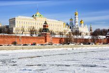 Moscow. Russia. The Grand Kremlin Palace On The Banks Of The Moscow River. Stock Photo