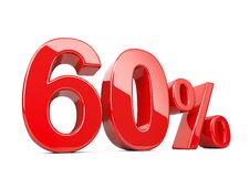 Sixty Red Percent Symbol. 60 Percentage Rate. Special Offer Dis Royalty Free Stock Photo