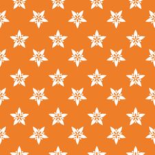 White Floral Seamless Design On Orange Background Stock Image