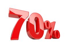 Seventy Red Percent Symbol. 70 Percentage Rate. Special Offer D Royalty Free Stock Photos