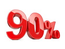 Ninety Red Percent Symbol. 90 Percentage Rate. Special Offer Di Stock Photo
