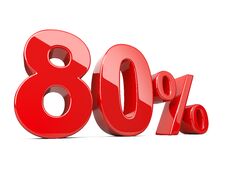 Eighty Red Percent Symbol. 80 Percentage Rate. Special Offer Di Stock Images