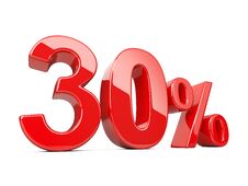Thirty Red Percent Symbol. 30 Percentage Rate. Special Offer Di Royalty Free Stock Photos