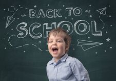 Cute Boy With Back To School Concept Stock Photography