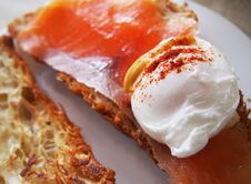 Poached Eggs On Toast With Watercress And Pepper. Stock Photos Poached Eggs On Toast With Watercress And Pepper. Stock Photos