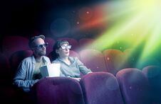 Teenager Couple Watching Movie Royalty Free Stock Photos