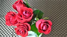 Red Roses In A Vase Of Transparent Glass Royalty Free Stock Photo