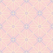 Floral Seamless Pattern. Pale Pink Background With Light Blue And Yellow Flower Elements Stock Photography