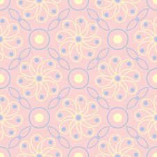 Floral Pale Pink Seamless Background. Floral Pattern With Light Blue And Yellow Elements Stock Photos