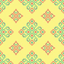 Yellow Floral Seamless Pattern. Colored Background With Pink And Green Flower Design Royalty Free Stock Photos