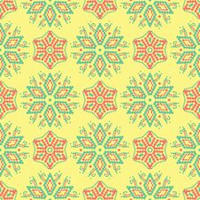 Seamless Background With Floral Pattern. Bright Yellow, Pink And Blue Background Royalty Free Stock Photography