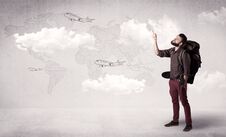 Young Man With A Backpack Stock Photography